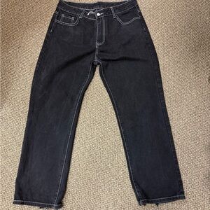 Women's Black Denim‎ w Whote Stitching Boot Cut Jeans sz Xl